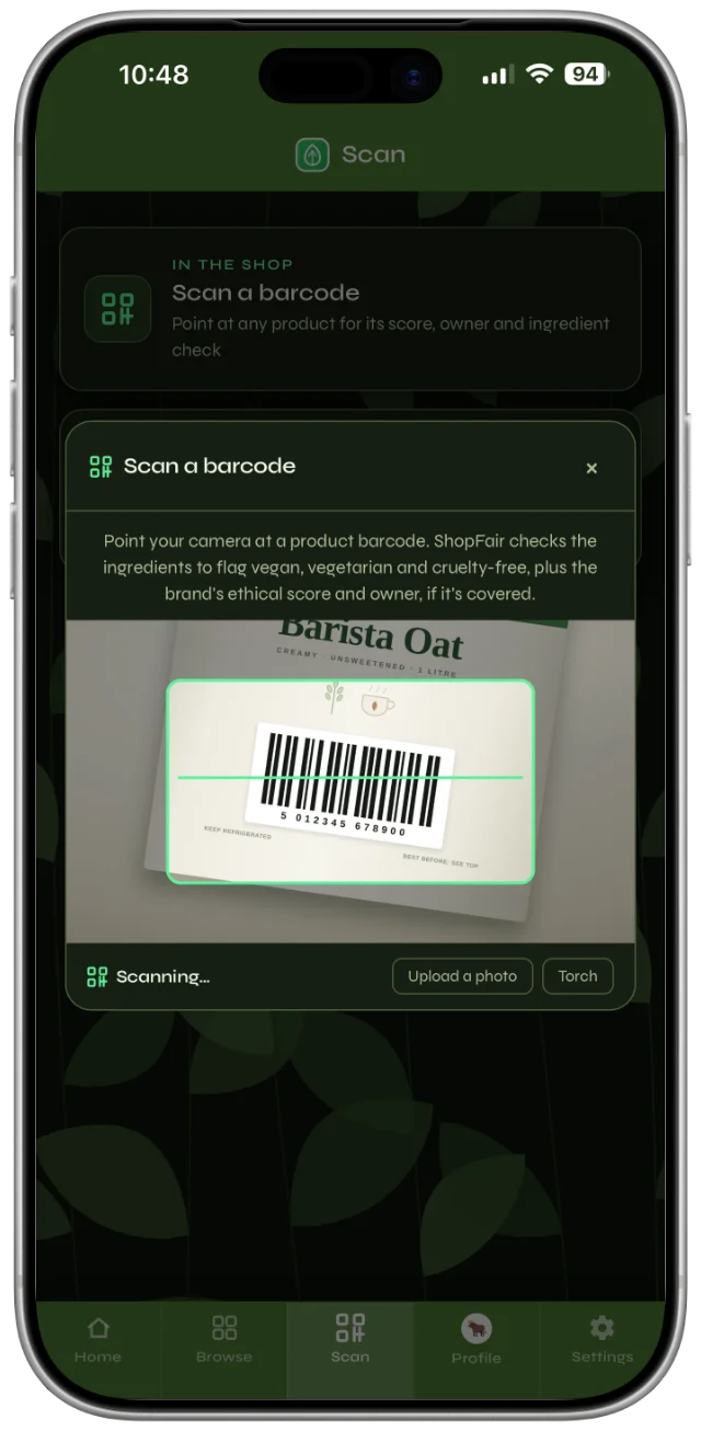 The ShopFair barcode scanner